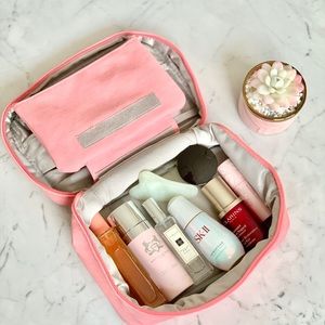 Brand New Pink Vegan Leather Make-up Toiletry Case